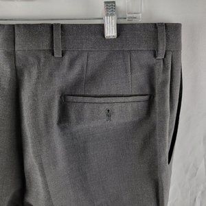 Hugo Boss Pants Mens 36R Gray Dress Slacks Flat Front Cuffed Wool Hook Eye Zip